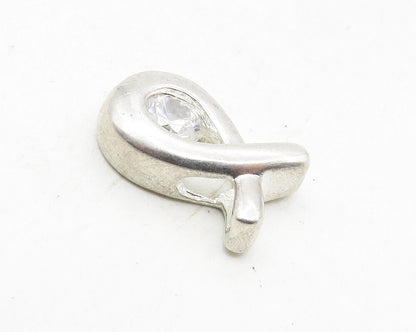 925 Sterling Silver  Topaz Petite Smooth Ribbon Design Slide  Pendant  PT7206
