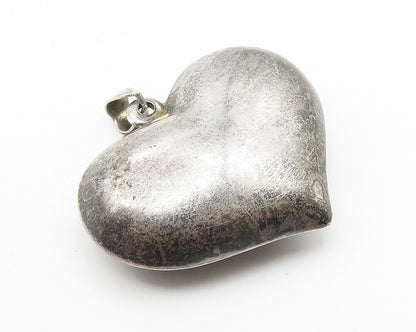 925 Sterling Silver  Vintage Dark Tone Puffy Smooth Love Heart Pendant  PT8264