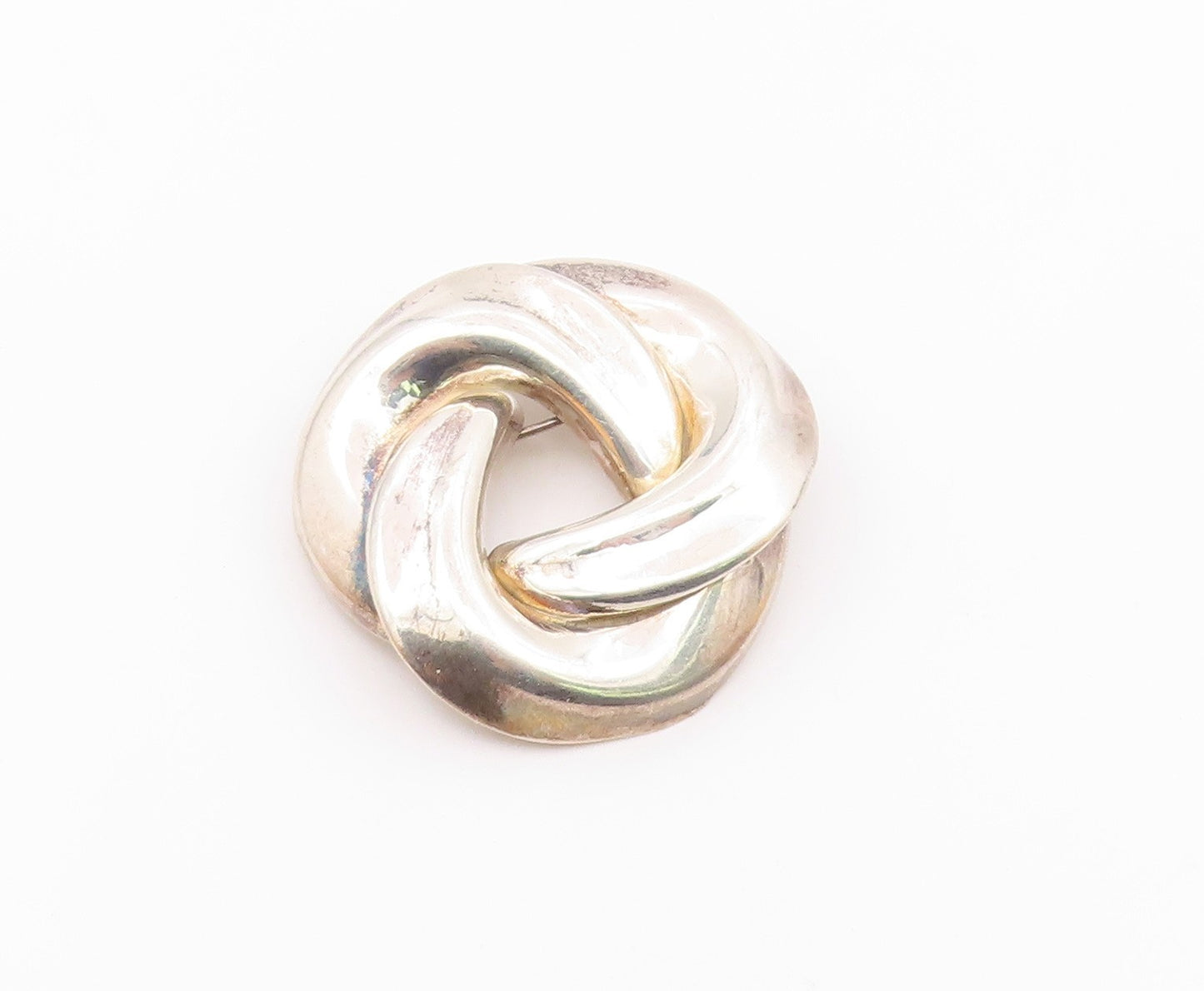 925 Sterling Silver  Vintage Shiny Open Knot Swirl Design Brooch Pin  BP3680