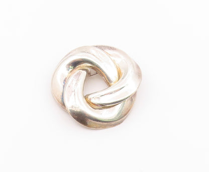 925 Sterling Silver  Vintage Shiny Open Knot Swirl Design Brooch Pin  BP3680