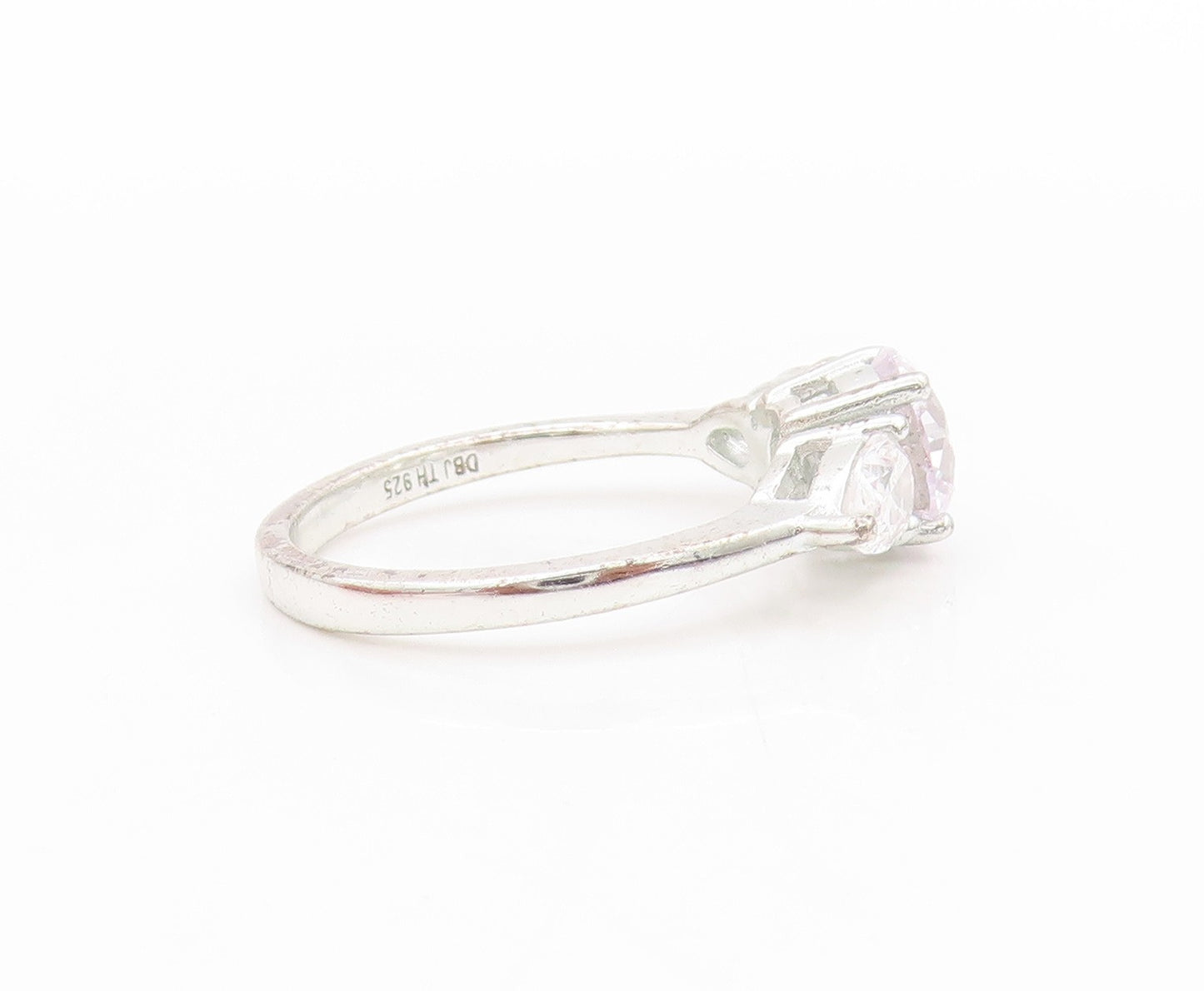 925 Sterling Silver Vintage Ring Modernist Round & Drop Cut CZ  Sz 7  RG33383
