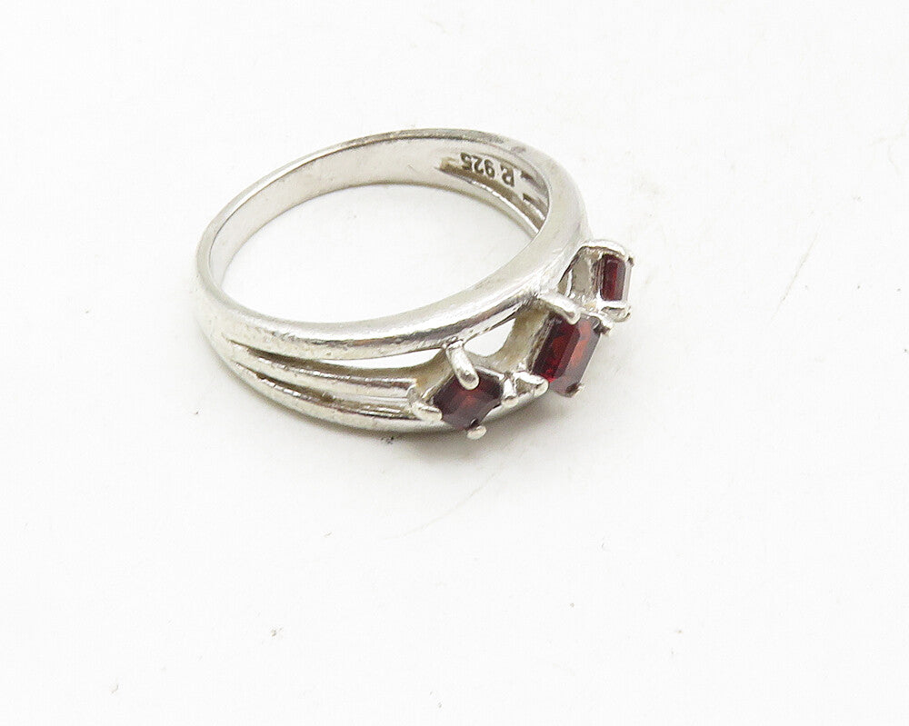 ROSS SIMON 925 Sterling Silver  Vintage Red Topaz Split Band Ring Sz 7 RG10005