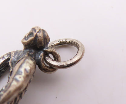 925 Sterling Silver  Vintage Petite Dark Tone Male Skiing Pendant  PT19576