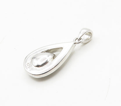 925 Sterling Silver  Shiny Blue & White Topaz Tear Drop Pendant  PT12811