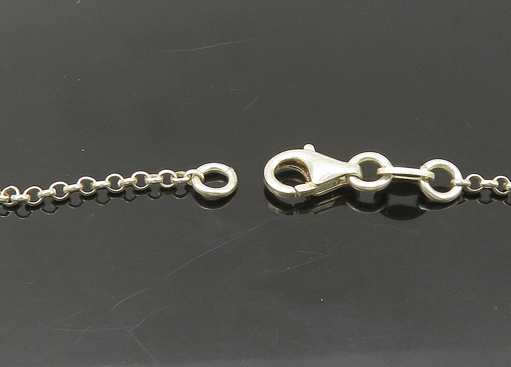 925 Sterling Silver  Vintage Shiny Open Love Heart Chain Necklace  NE3617