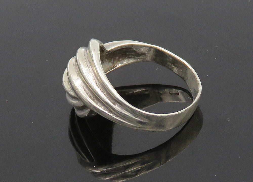 925 Sterling Silver  Vintage Shiny Fluted Bypass Style Band Ring Sz 9  RG20901