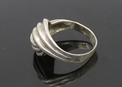925 Sterling Silver  Vintage Shiny Fluted Bypass Style Band Ring Sz 9  RG20901
