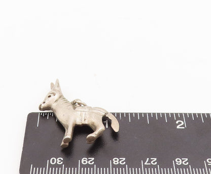 925 Sterling Silver Vintage Pendant Solid 3D Carved Baby Donkey  PT23048