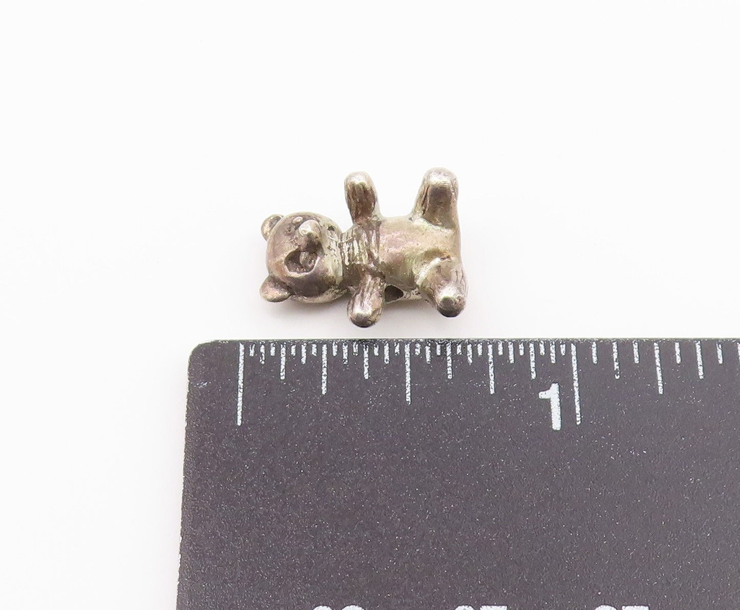 925 Sterling Silver  Vintage Dark Tone Teddy Bear Motif Pendant  PT17431