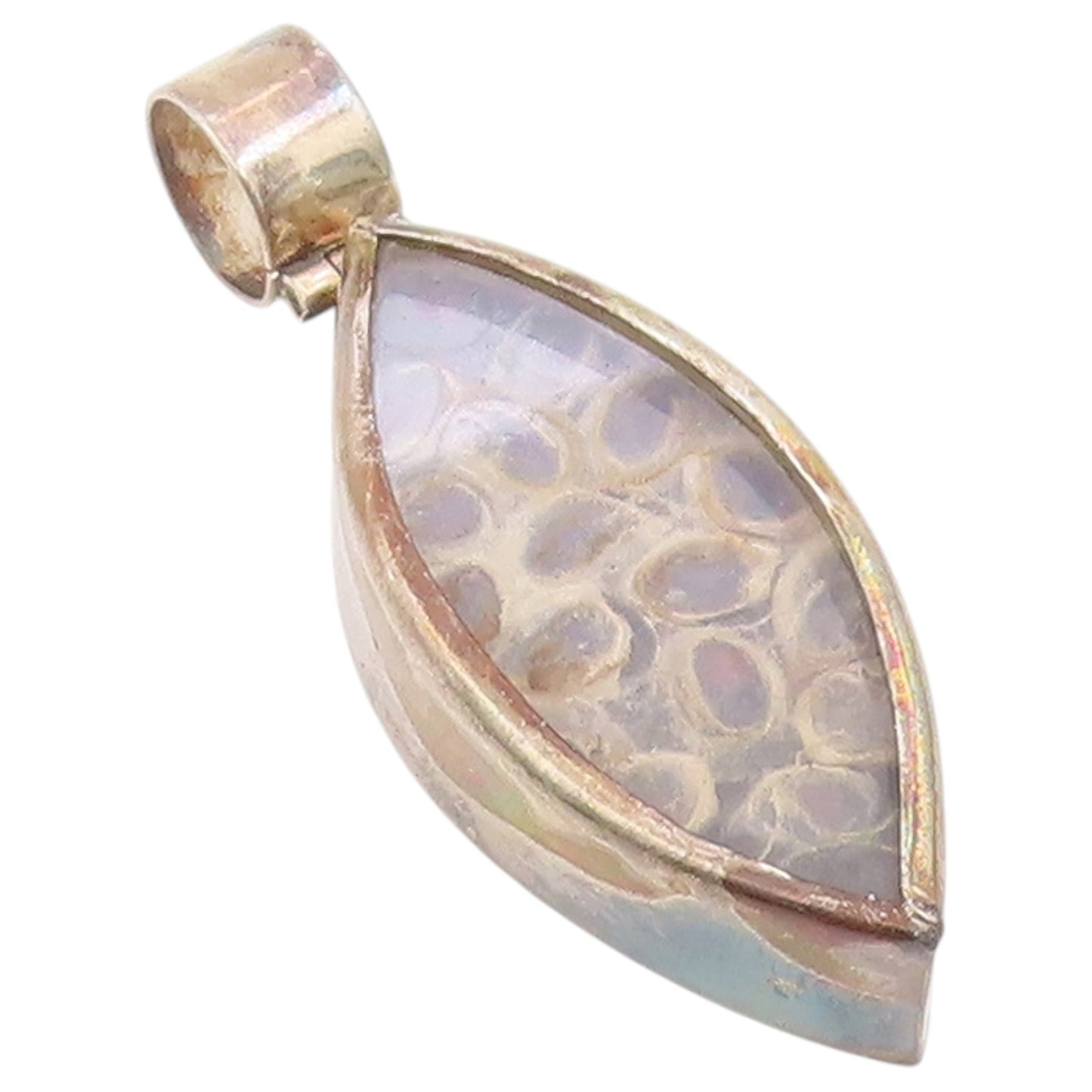 925 Sterling Silver Vintage Pendant Natural Seed Pod Marquise Charm  PT26386