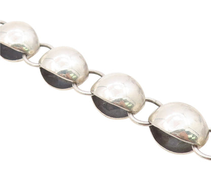 925 Sterling Silver Vintage Bracelet Chunky Puffy Sculptural Bead Link  BT12141