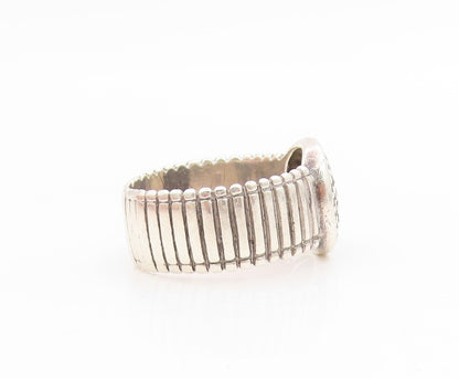 925 Sterling Silver Vintage Ring Classic CZ Cluster Grooved Band  Sz 8  RG34701