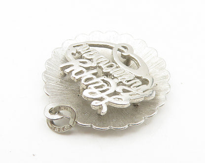 925 Sterling Silver  Vintage Shiny Happy Anniversary Round Pendant  PT8915