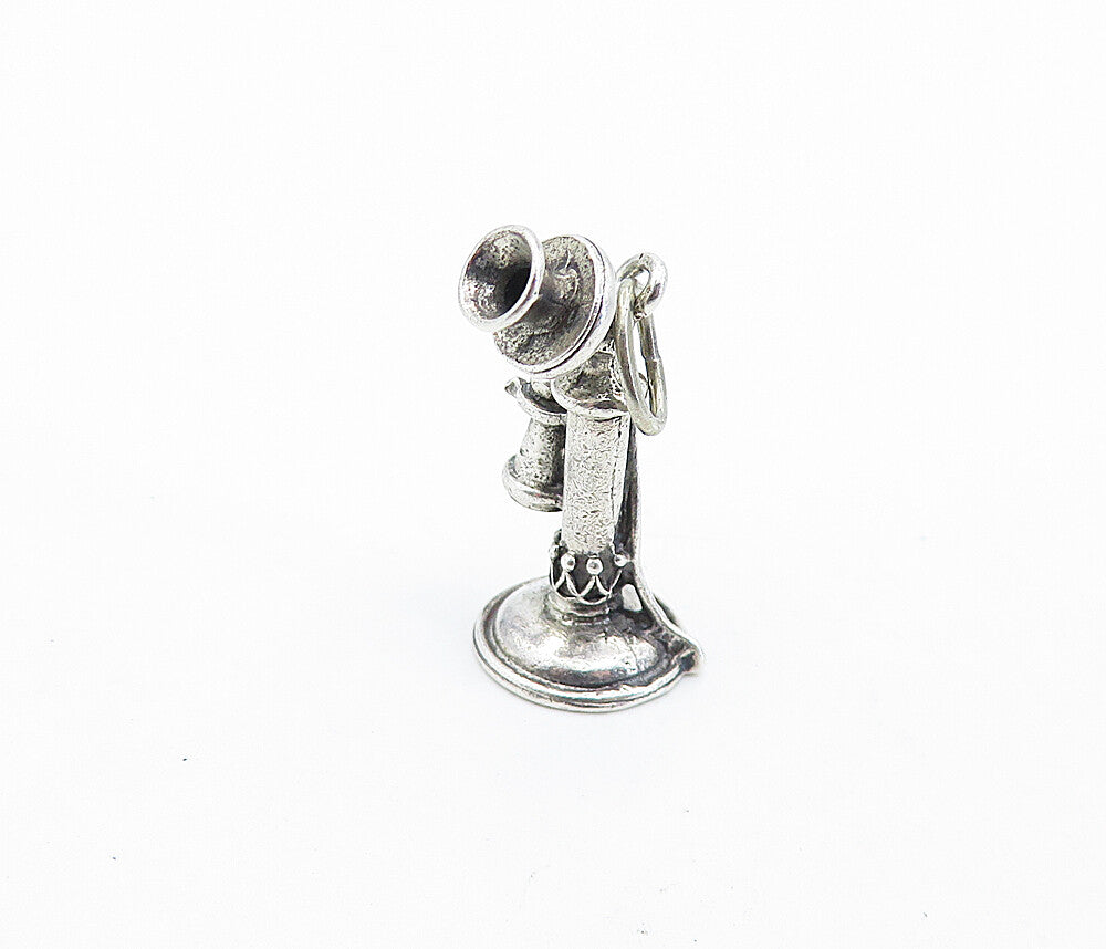 BEAU 925 Sterling Silver  Vintage Old Fashioned Telephone Pendant  PT4900