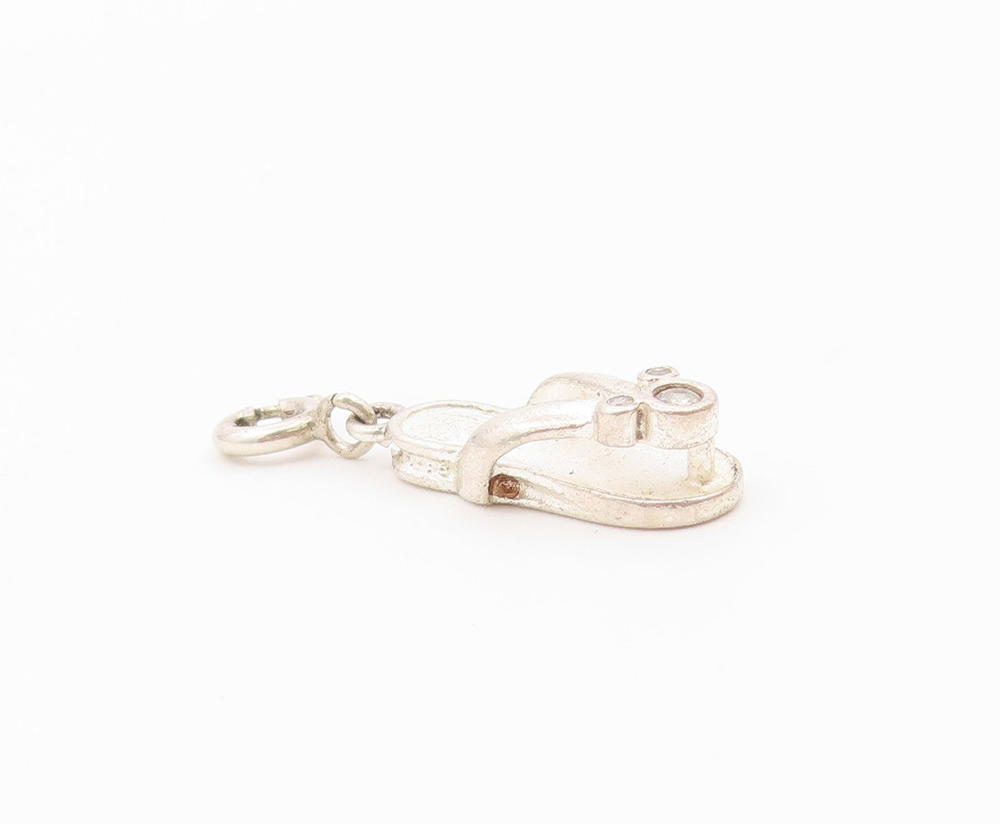 DISNEY 925 Sterling Silver Vintage Petite Topaz Flip Flop Sandal Pendant PT17113