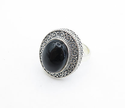 925 Sterling Silver  Vintage Cabochon Black Onyx Cocktail Ring Sz 9.5  RG7146