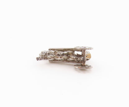 925 Sterling Silver  Vintage Old Fashioned Horse & Carriage Pendant  PT19083