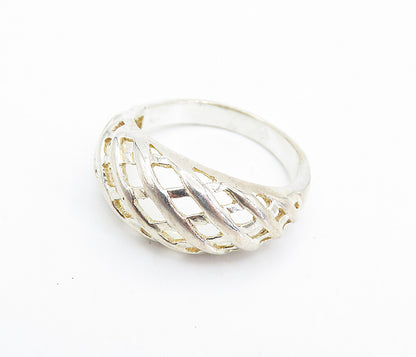 925 Sterling Silver  Polished Open Weaved Design Dome Band Ring Sz 9  RG7389