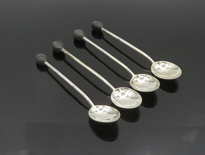 ENGLAND 925 Sterling Silver  Vintage Shiny Four Piece Enamel Spoon Set  TR3311