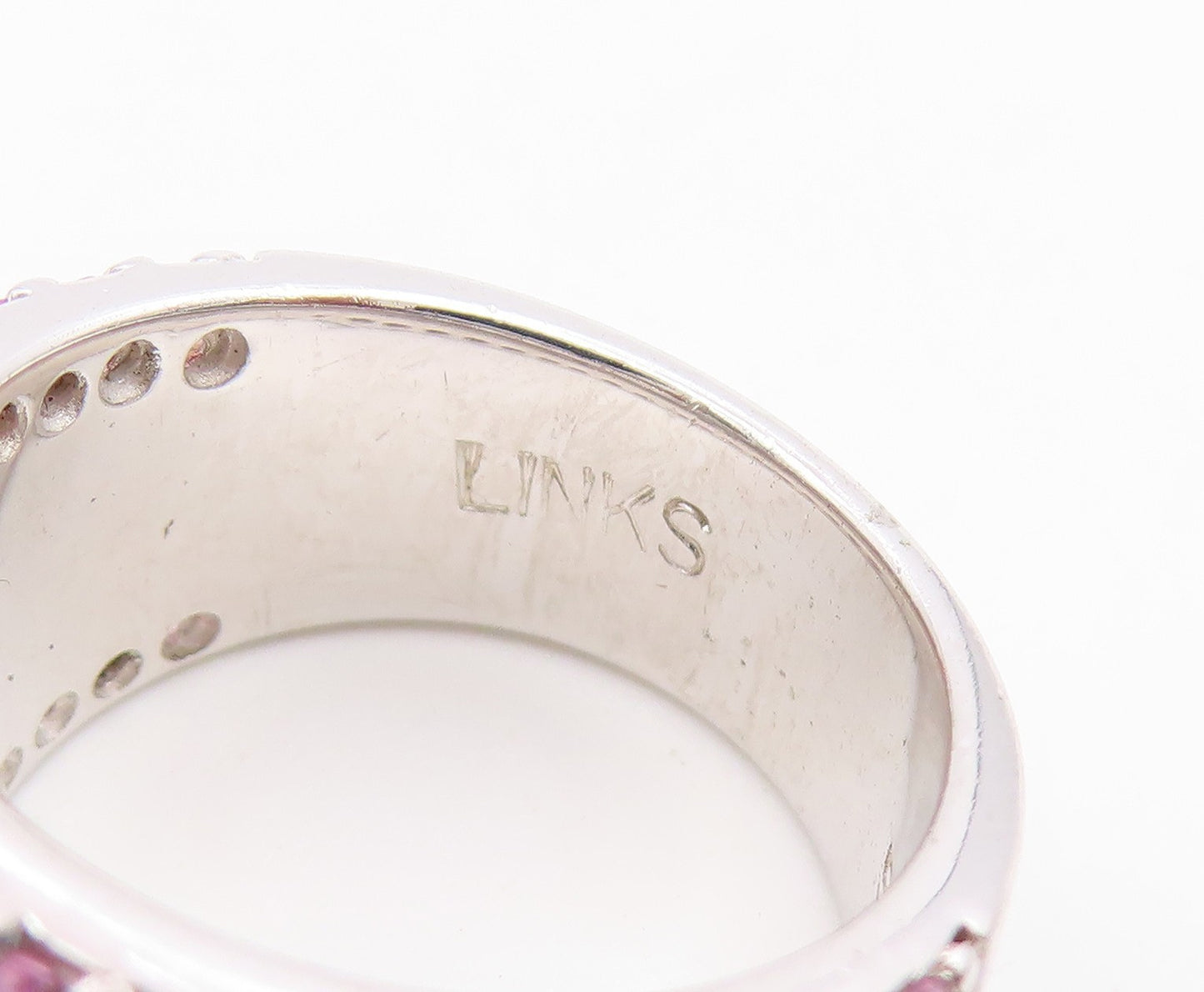 925 Sterling Silver Vintage Ring LONDON LINKS Mother Of Pearl  Sz 5  RG36784