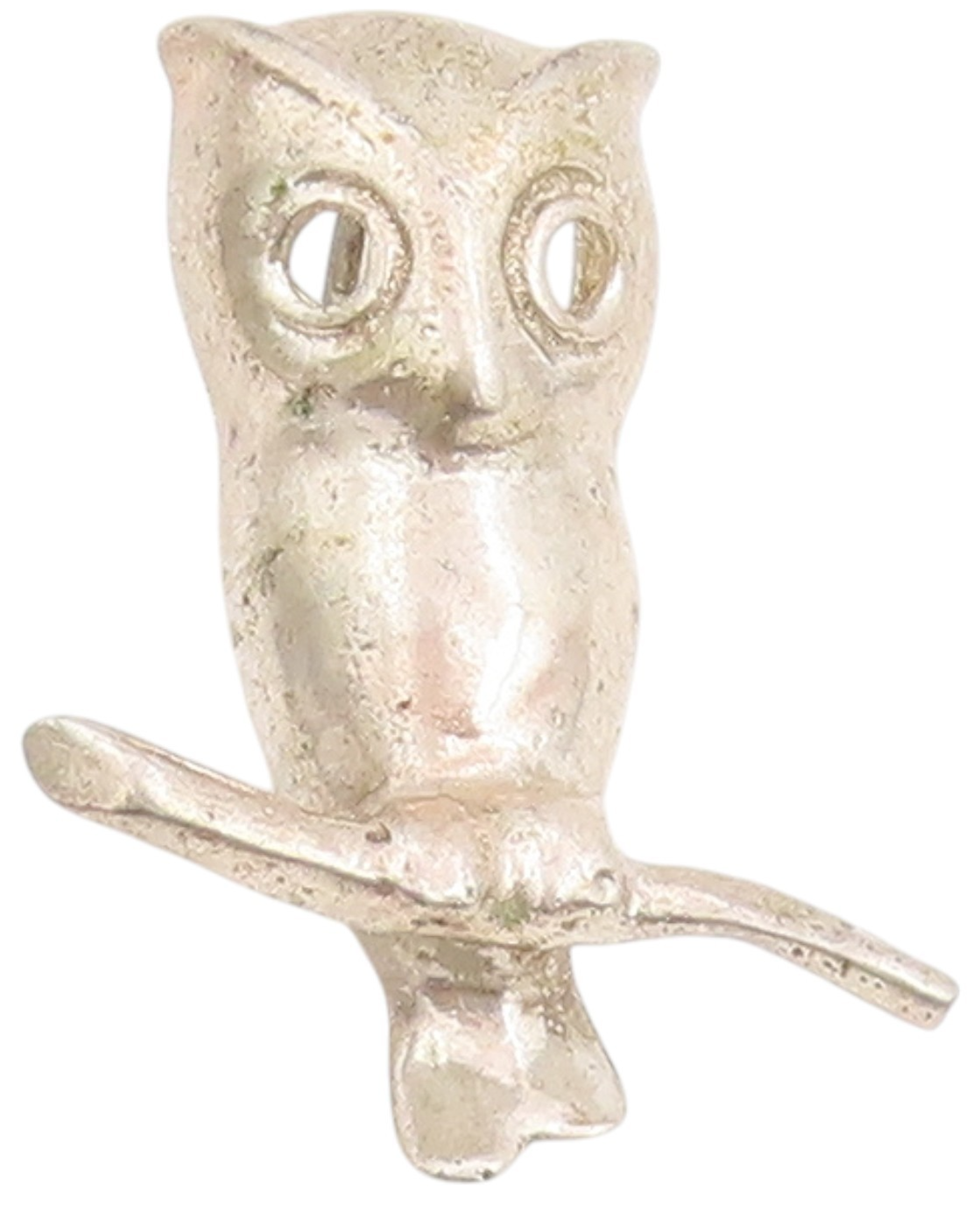 925 Sterling Silver Vintage Pendant Minimalist Owl Bird On Branch Charm  PT25234