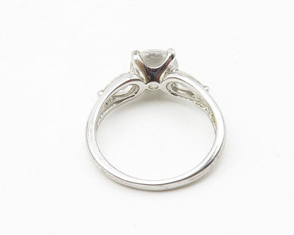 925 Sterling Silver  Cubic Zirconia Solitaire With Accents Ring Sz 8  RG10340