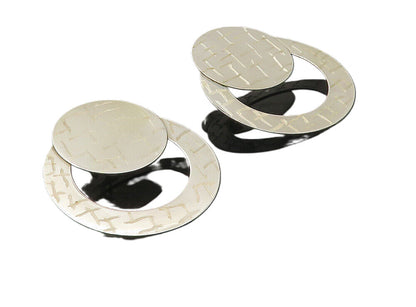 DESIGNER 925 Silver  Vintage Shiny Etched Pattern Dangle Earrings  EG4933