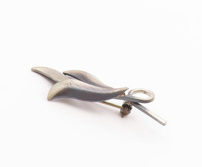 SIAM 925 Sterling Silver  Vintage Petite Dark Tone Floral Brooch Pin  BP3187