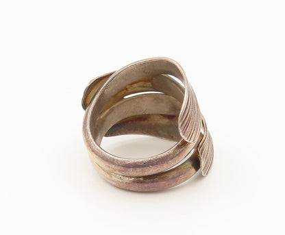 925 Silver  Vintage Ribbed Overlapping Crisscross Fashion Ring Sz 6  RG26366