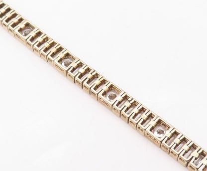 925 Sterling Silver Vintage Bracelet Gold Plated CZ Tennis Bracelet  BT10802