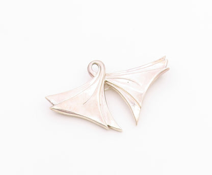 ELIZABETH ERRICO 925 Silver  Vintage Shiny Ribbon Motif Brooch Pin  BP9269