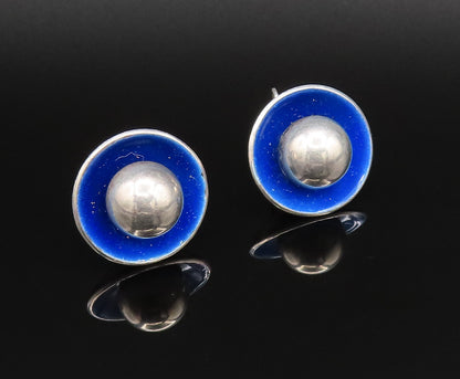 M. BOWLES 925 Silver  Vintage Enamel & Bead Ball Screw Back Earrings  EG12086