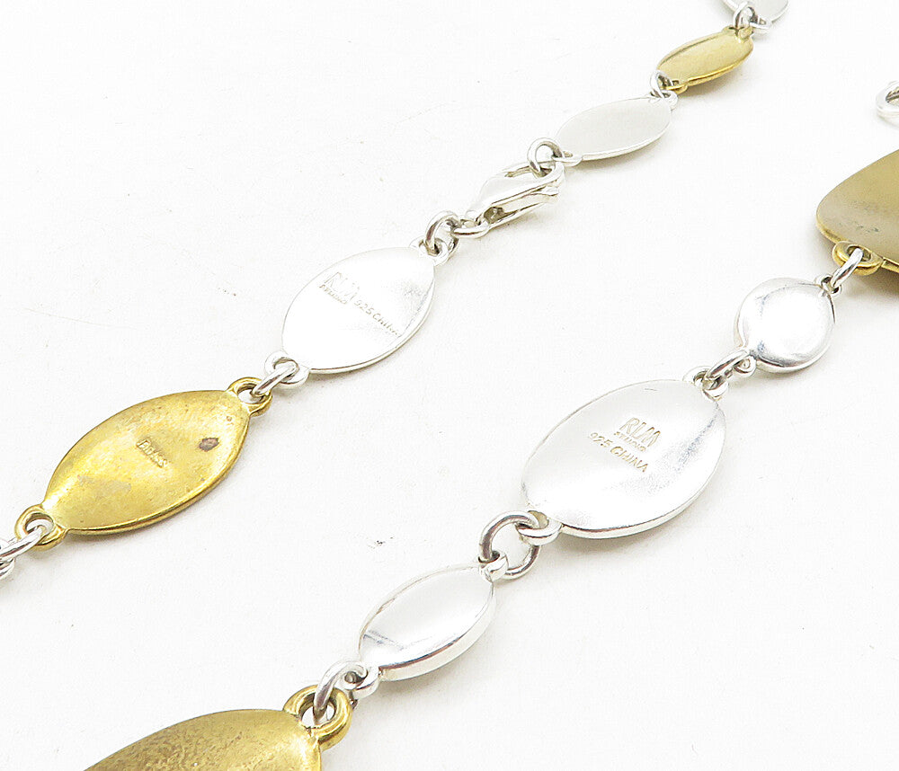 RLM STUDIO 925 Sterling Silver & Brass Shiny Necklace & Bracelet Set  TR1587