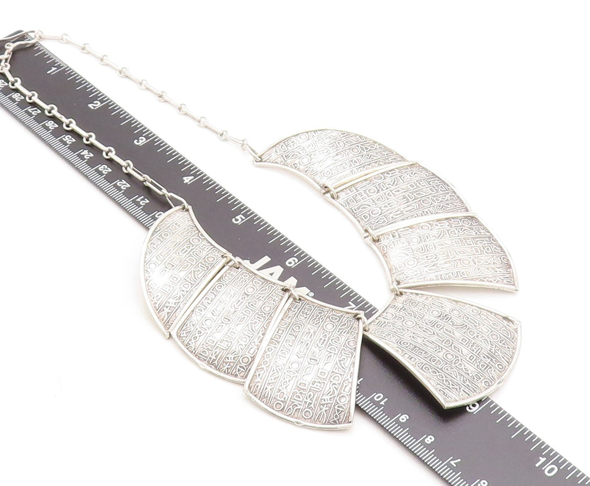 MIDDLE EAST 925 Silver Vintage Hieroglyphics Pattern Chain Necklace NE1271