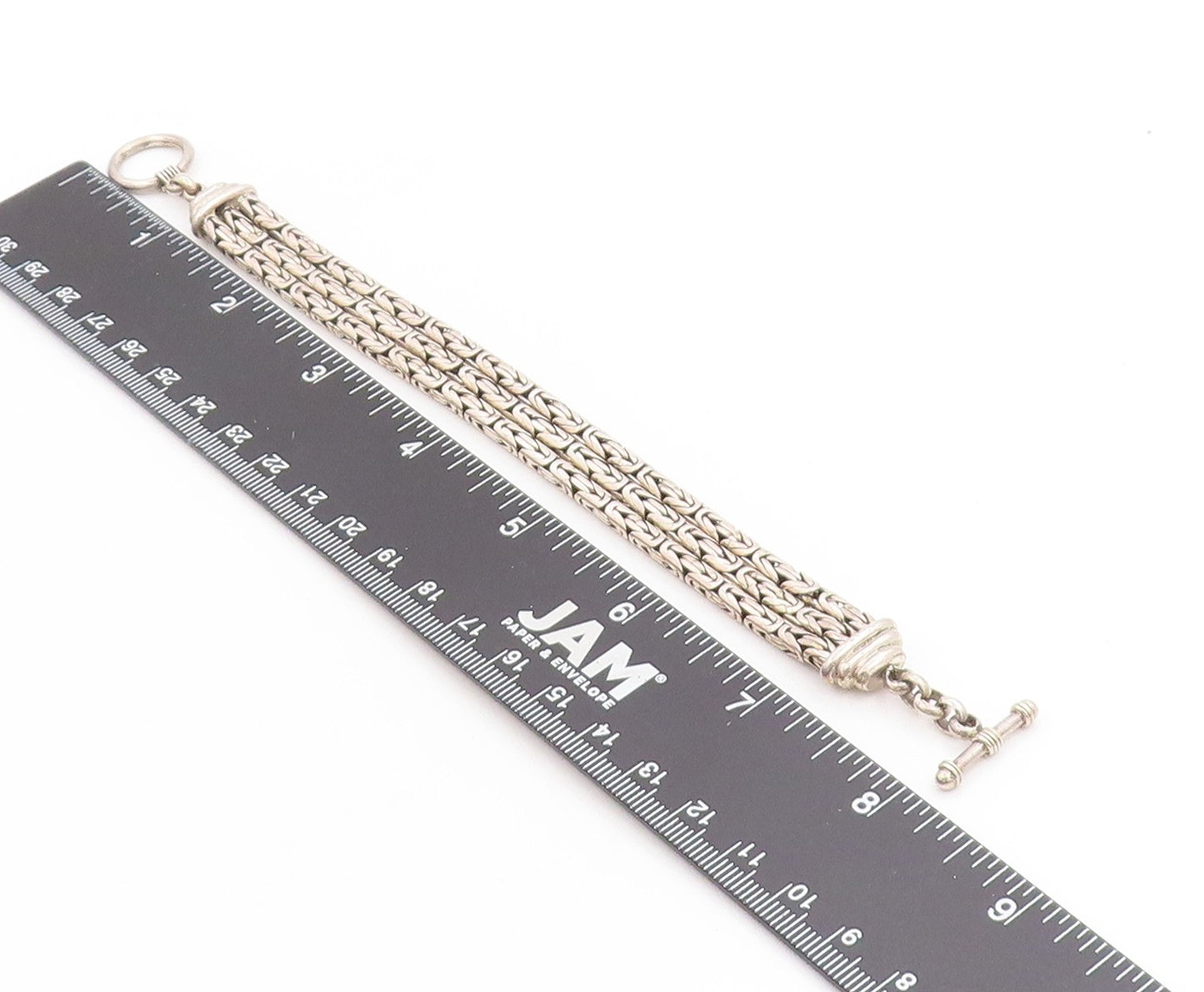 925 Sterling Silver Vintage Bracelet BALI Intricate Byzantine Link Chain  BT5956
