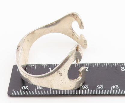 925 Sterling Silver Vintage Bracelet MEXICO Modernist Swirly Open Cuff  BT12147