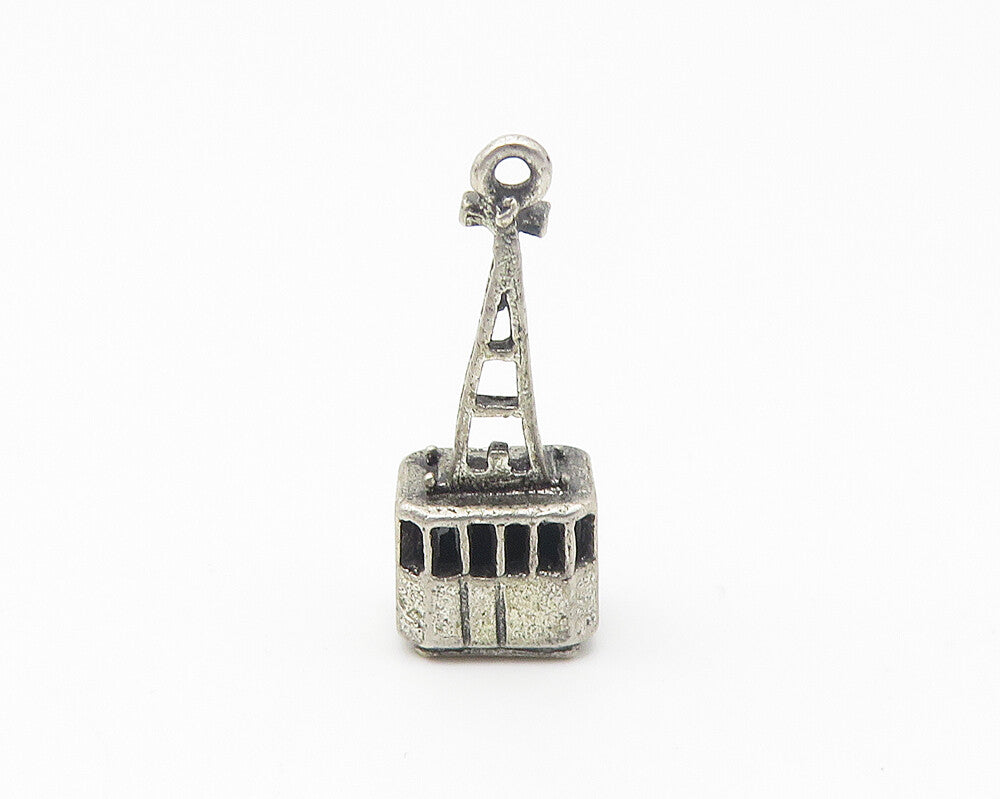 925 Sterling Silver  Vintage Petite Dark Tone Cable Lift Pendant  PT8543
