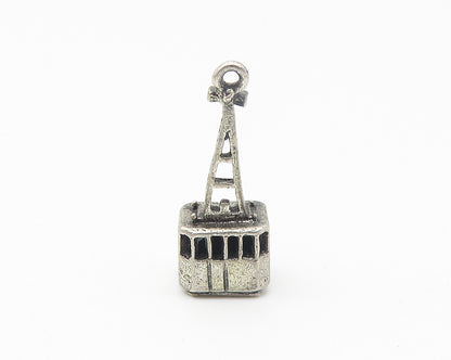 925 Sterling Silver  Vintage Petite Dark Tone Cable Lift Pendant  PT8543