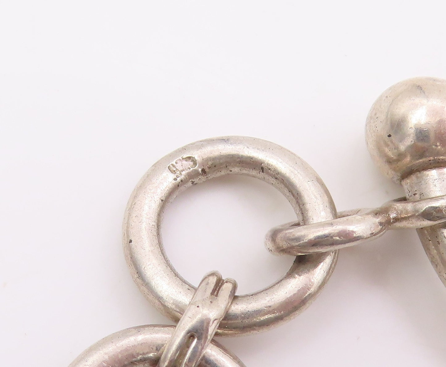 925 Sterling Silver Vintage Bracelet Classic Curved Barbell Solid Link  BT11675
