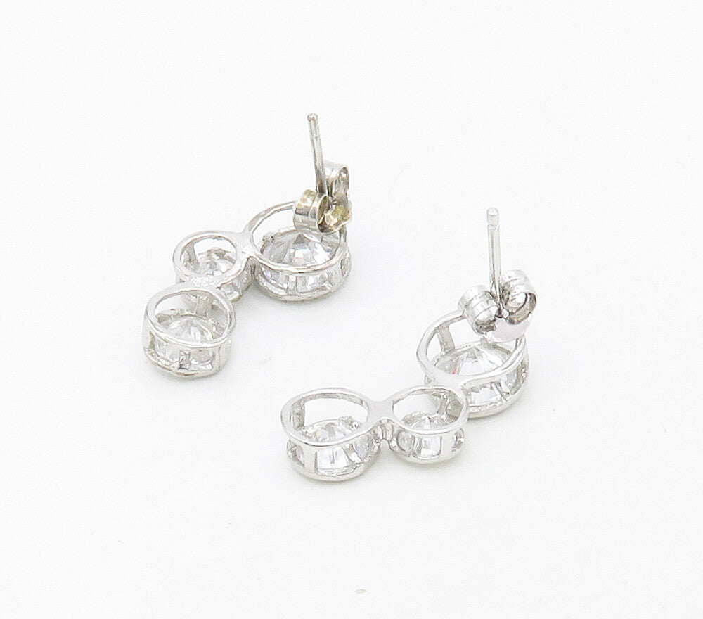 925 Sterling Silver  Sparkling Round Cut Cubic Zirconia Drop Earrings  EG8490