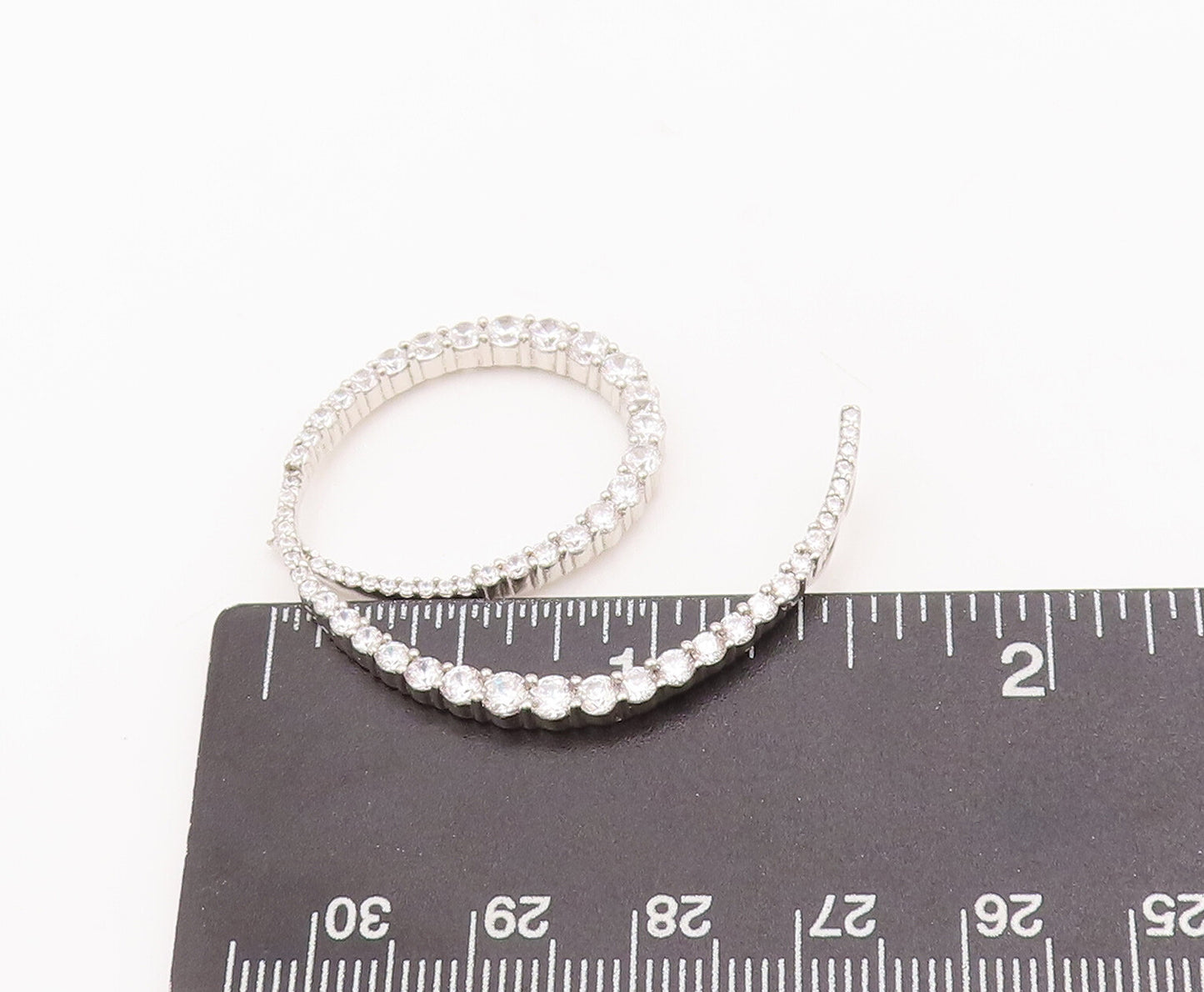 925 Sterling Silver Vintage Pendant Designer Multi Size Topaz Swirl Band PT22887