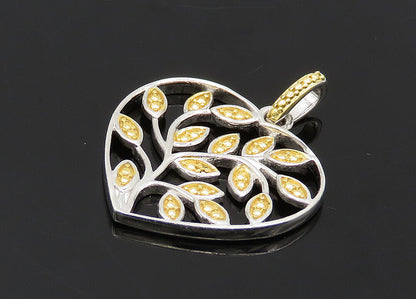 D 'JAY 925 Silver  Vintage Genuine Diamond Floral Vine Heart Pendant  PT15721
