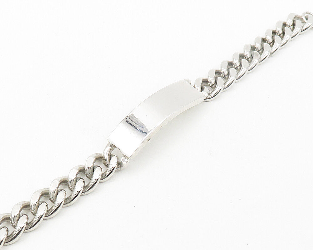 925 Sterling Silver  Shiny Polished Smooth Bar Curb Link Chain Bracelet BT7716