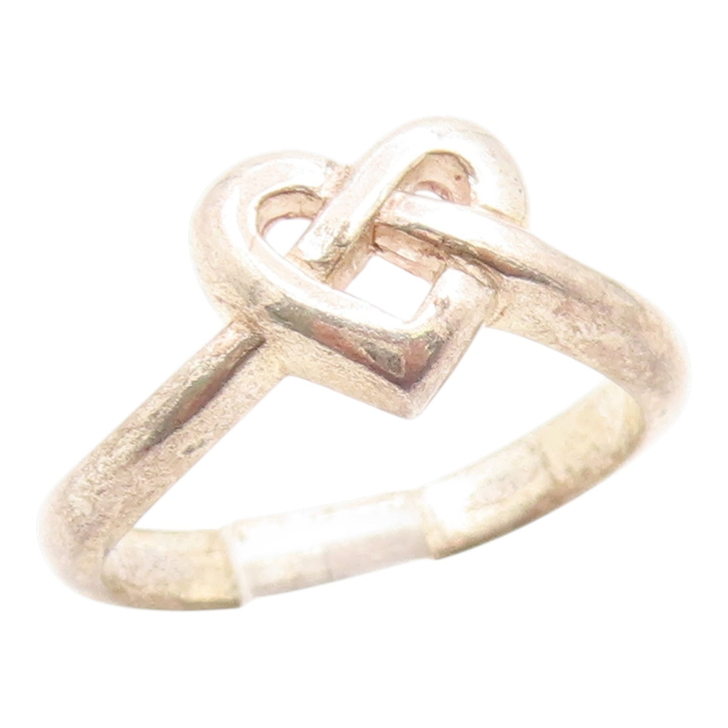 925 Sterling Silver Vintage Ring Minimalist Love Heart Knot Band  Sz 6  RG35997