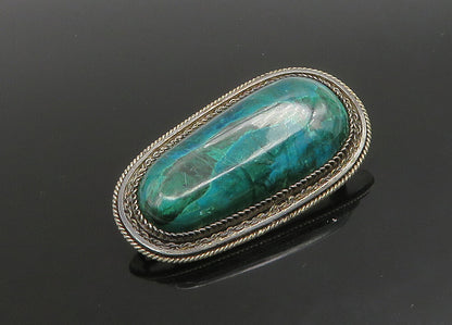 ISRAEL 925 Sterling Silver  Vintage Cabochon Eilat Stone Brooch Pin  BP9045
