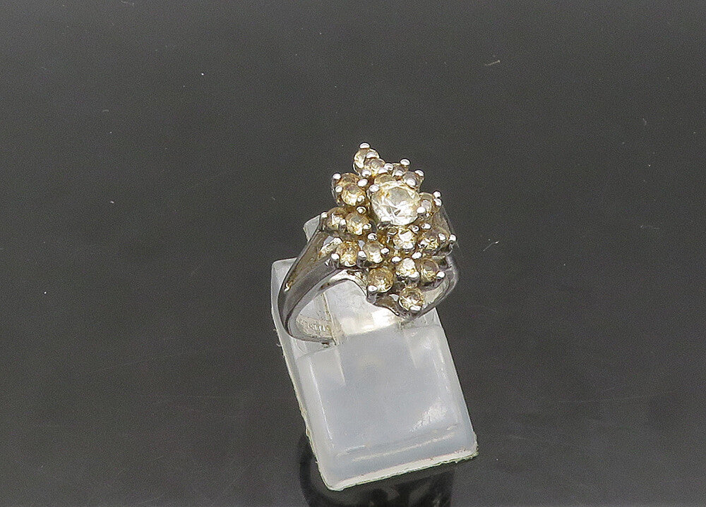 PANETTA 925 Silver  Vintage Topaz Cluster Floral Cocktail Ring Sz 5  RG21891