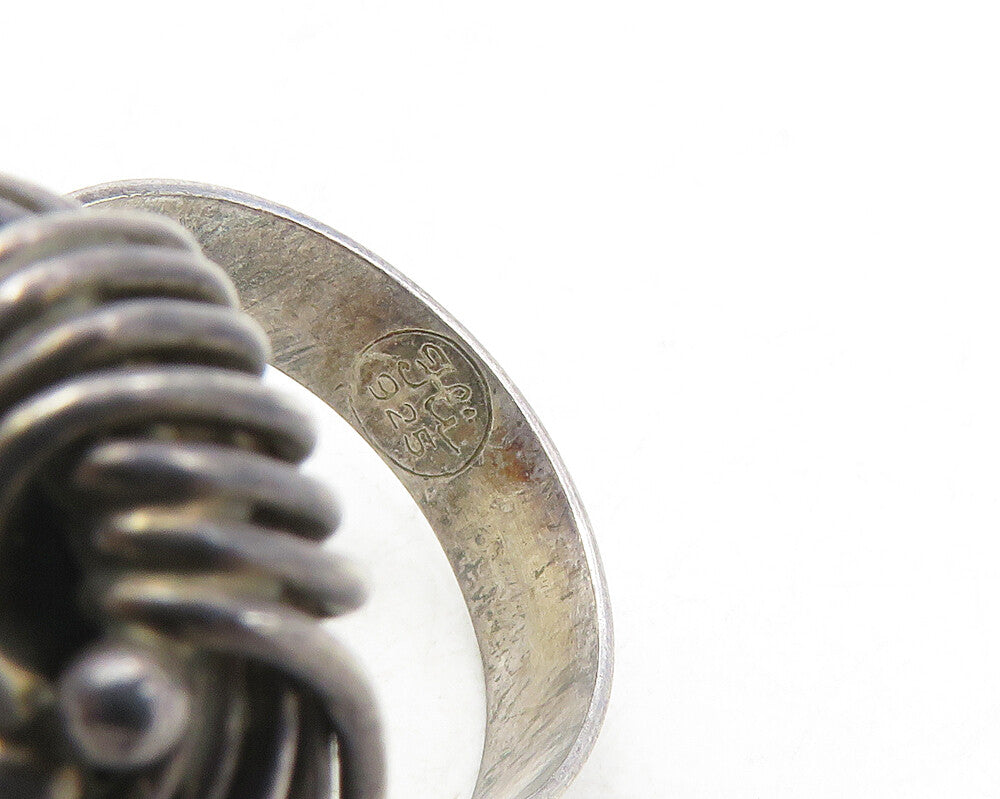 DESIGNER 925 Silver  Vintage Hematite Wire Wrap Cocktail Ring Sz 7.5  RG9896