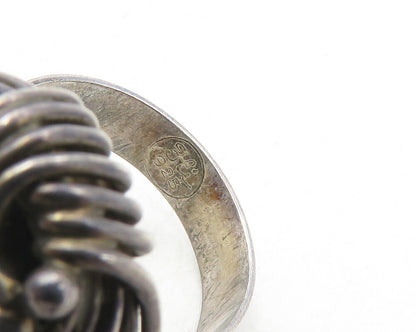 DESIGNER 925 Silver  Vintage Hematite Wire Wrap Cocktail Ring Sz 7.5  RG9896