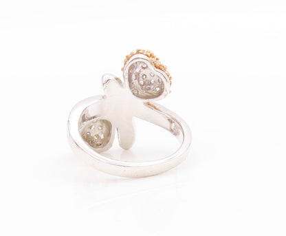 925 Sterling Silver Vintage Ring 2 Tone Gold Plated Designer CZ   Sz 6  RG33363