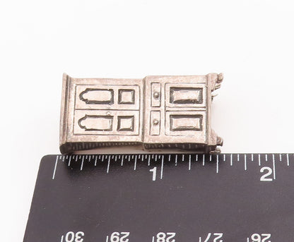 925 Sterling Silver Vintage Brooch Pin Solid Etched Antique Cupboard  BP11044